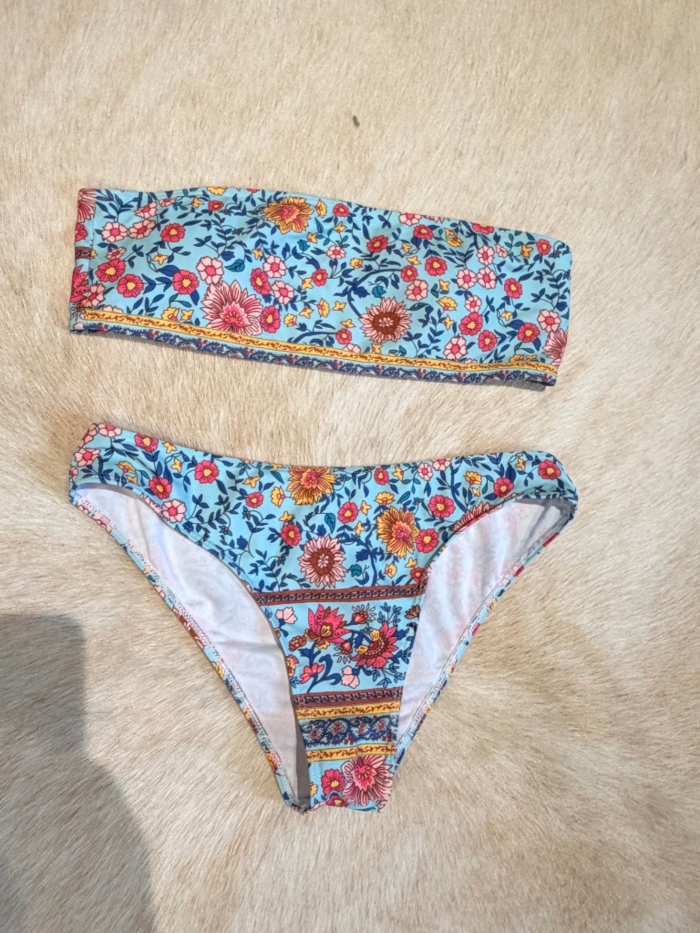 Bandeau Top High Waisted Bathing Suit Sz L